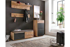 Novum von Bienenmühle - Garderobe aus Wildeiche/ Glas schwarz