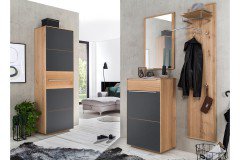 Novum von Bienenmühle - Garderobe aus Wildeiche/ Glas schwarz