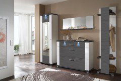 Manhattan von IDEAL Möbel - Garderobe in Weiß/ Eiche sägerau