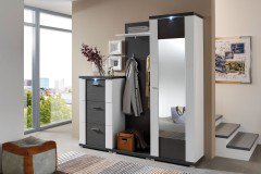 Manhattan von IDEAL Möbel - Garderobe in Weiß/ Eiche sägerau