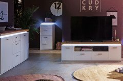 Cali von MCA - Kommode weiß/ Wotan Eiche