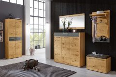 Levio-Foyer von Voss - Garderobe in Balkeneiche/ Lack schwarz matt