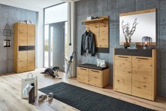 Levio-Foyer von Voss - Garderobe in Balkeneiche/ Lack schwarz matt