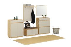 V100 von Voss - Garderobe Eiche bianco mit weißem Lack