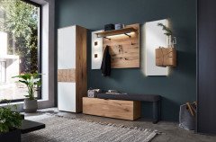 Caya von Hartmann Möbel - Garderobe Kerneiche/ Mattglas weiß