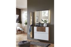 Caya von Hartmann Möbel - Garderobe Kerneiche/ Mattglas weiß