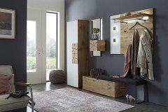 Caya von Hartmann Möbel - Garderobe Kerneiche/ Mattglas weiß