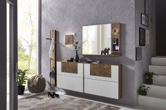 Caya von Hartmann Möbel - Garderobe Kerneiche/ Mattglas weiß