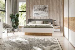 Mayacus von Forte - Kommode weiß - Eiche mit 5 Fächern, 1 Tür & 4 Schubladen