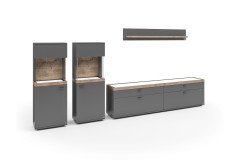 Lancaster von set one by Musterring - Garderobe in Grau/ Eiche-Ribbeck Cognac