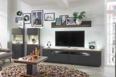 Lancaster von set one by Musterring - Garderobe in Grau/ Eiche-Ribbeck Cognac