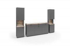 Lancaster von set one by Musterring - Garderobe in Grau/ Eiche-Ribbeck Cognac