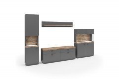 Lancaster von set one by Musterring - Garderobe in Grau/ Eiche-Ribbeck Cognac